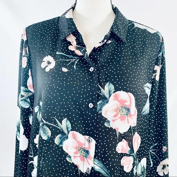 SPENSE Long Sleeve Sheer Floral Blouse Large - Picture 4 of 15